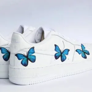 Nike Air Force 1 Low Light Blue Butterfly Design White Custom Shoes Men Women Nike | Shoes | Nike Air Force Low Light Blue Butterfly  main image 3